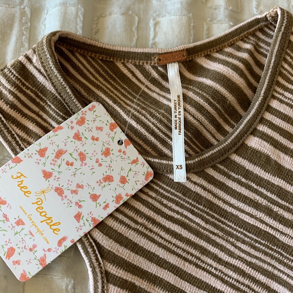 Free People Brown and White Striped Tank Top - Picture 6 of 7